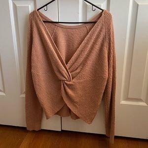 Aerie Tie Back Sweater size small in Beige/Peach color